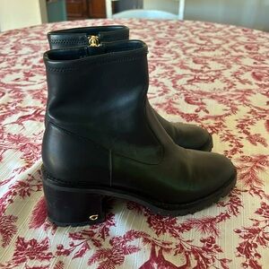 Coach Chic Black Leather Ankle Boots
